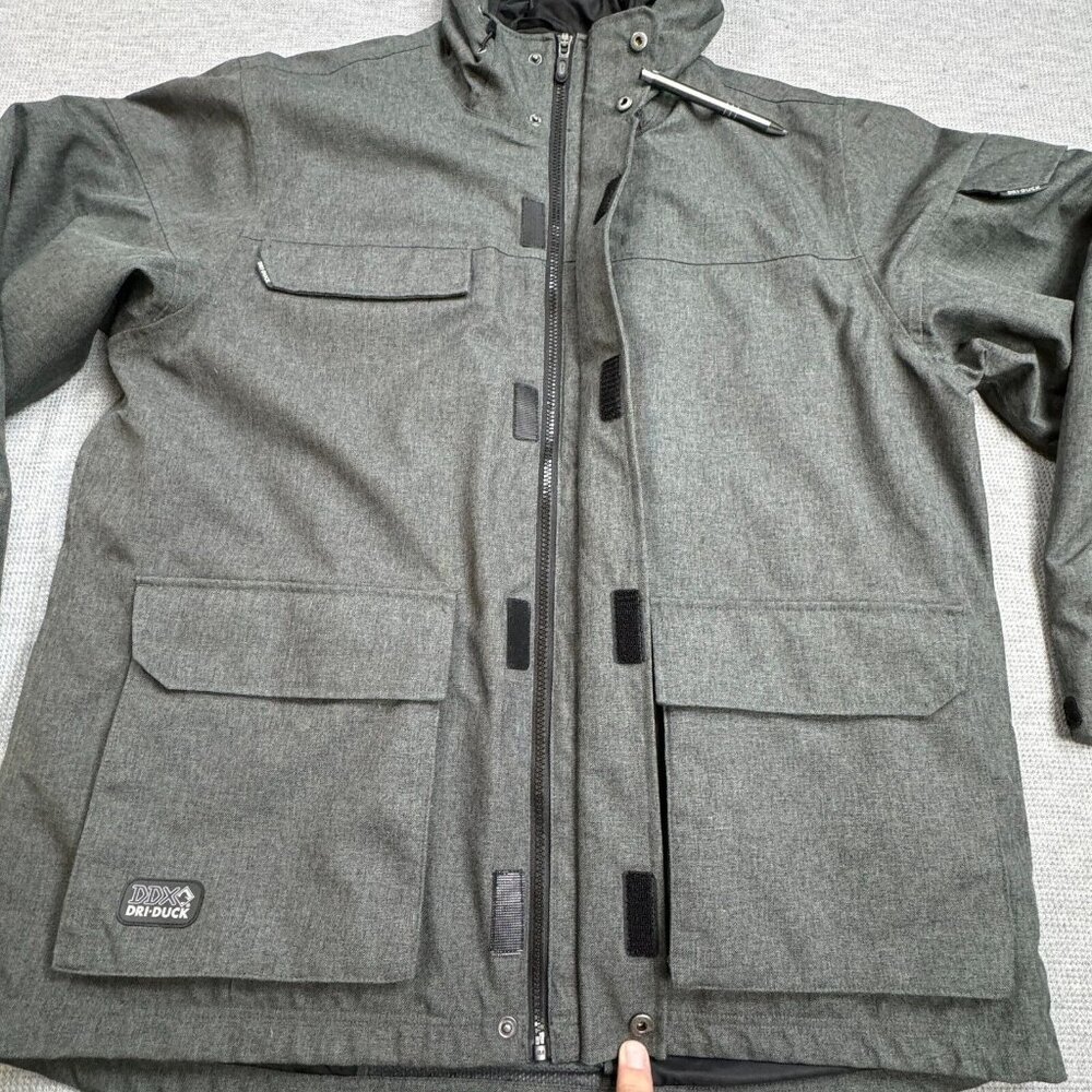 Dri Duck 3-in-1 Jacket Mens Size L Gray Hooded Storm Shell Interchange Pockets - Picture 5 of 16